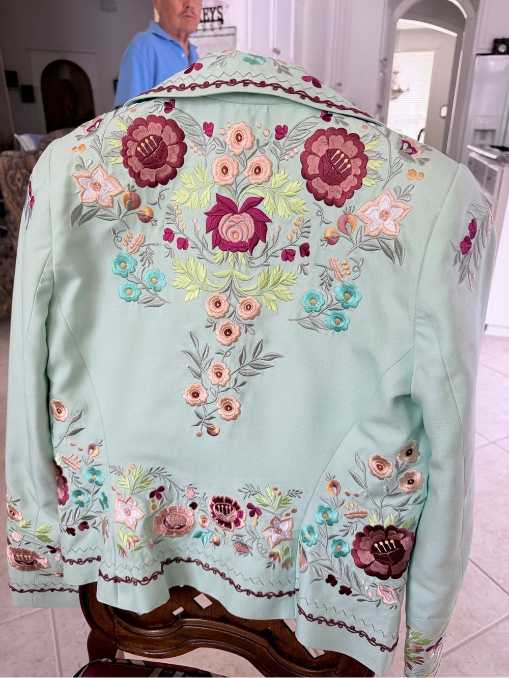 100% silk & embroidered blazer. By Biya